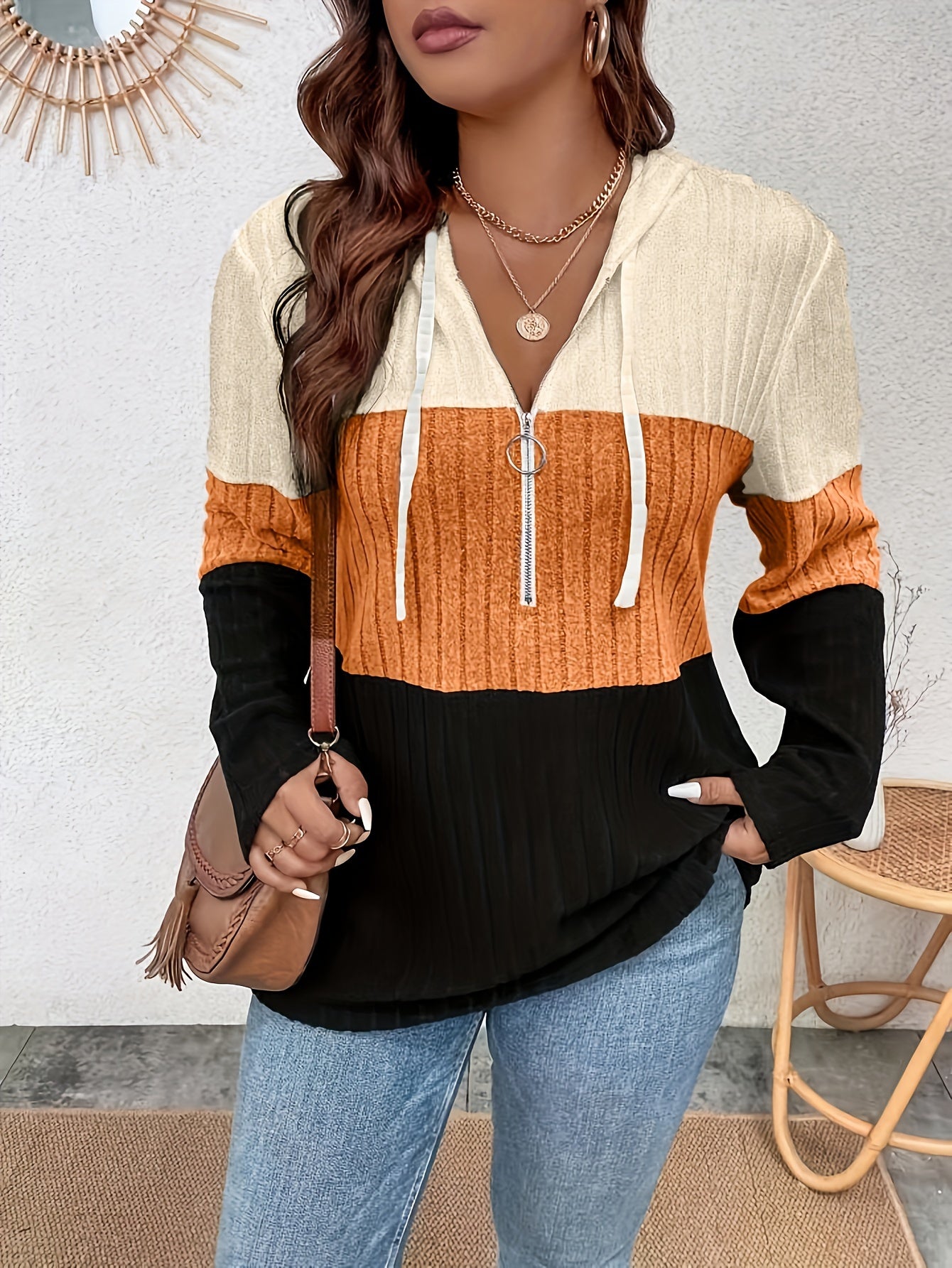 Vespera | Sweat à capuche zippé grande taille