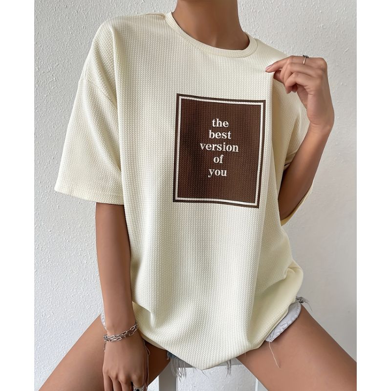 T-shirt à Col Rond avec Motif