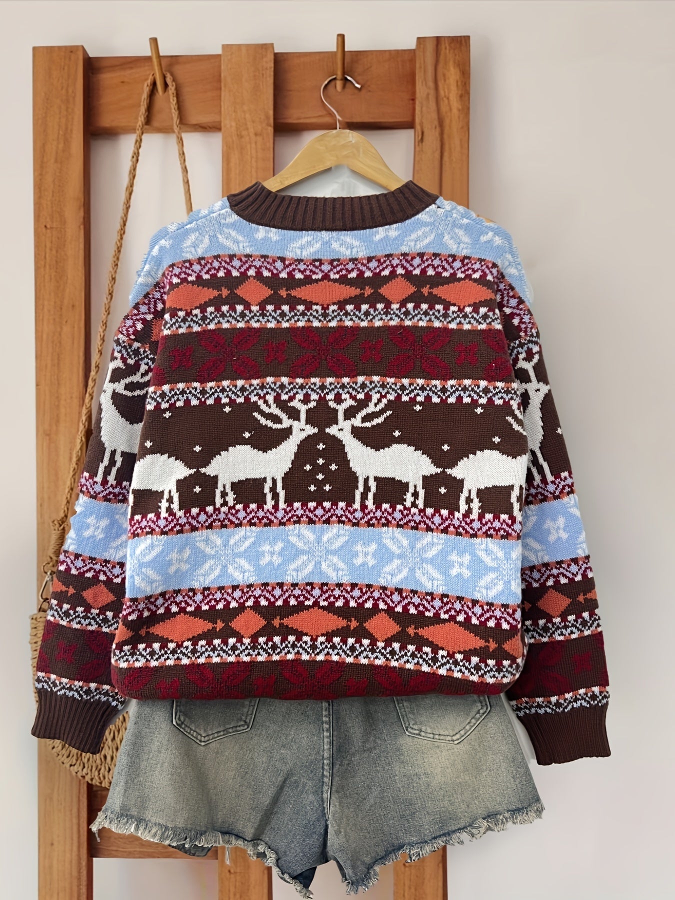 Saphira | Pull Femme Thème Élan De Noël | Chaud