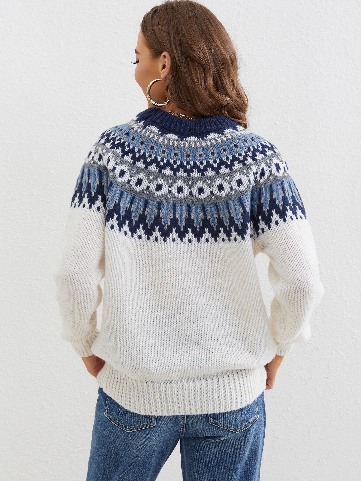 Odessa | Pull-over À Col Ras Du Cou Pour Femmes À Motif Fair Isle | Hiver