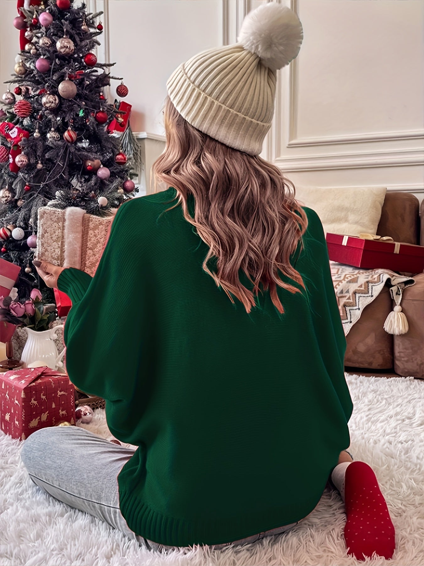 Persephone | Pull Femme Merry Christmas Avec Manches À Motifs | Fluffy