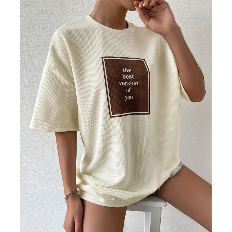 T-shirt à Col Rond avec Motif
