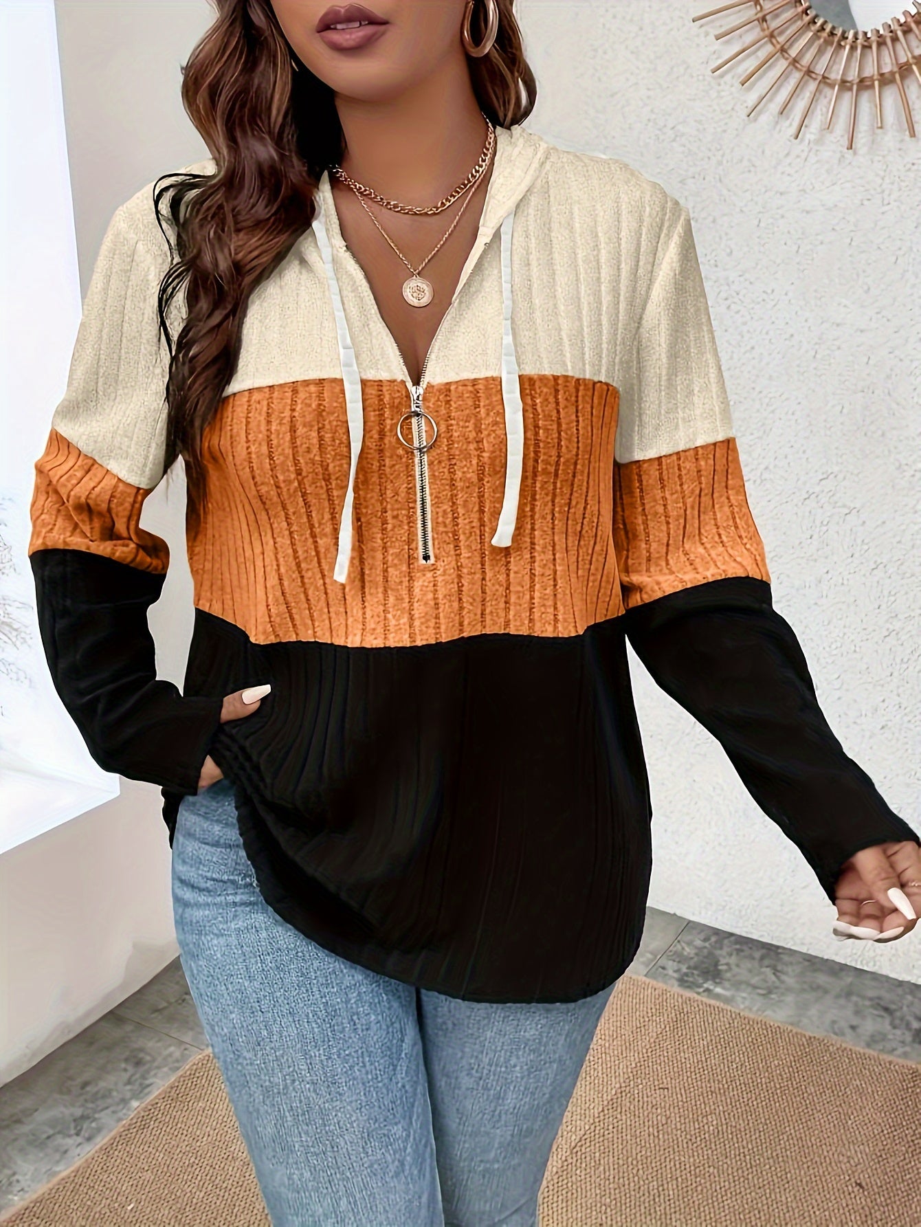 Vespera | Sweat à capuche zippé grande taille