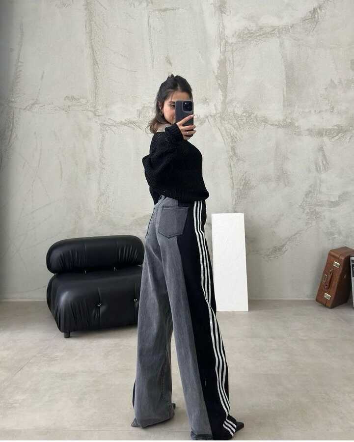 Ursuline | Pantalon Baggy Femme avec Bandes Latérales