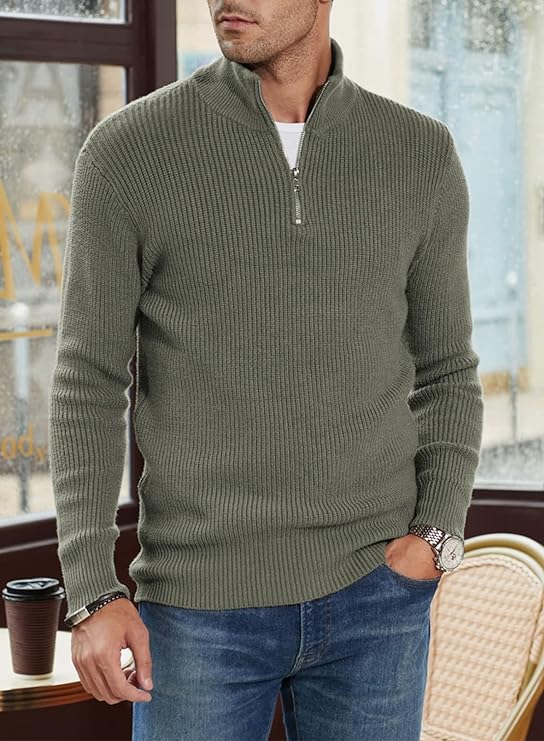 Léandre | Pull Homme Décontracté à Demi-Fermeture Éclair