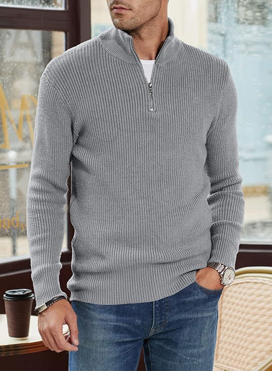 Léandre | Pull Homme Décontracté à Demi-Fermeture Éclair