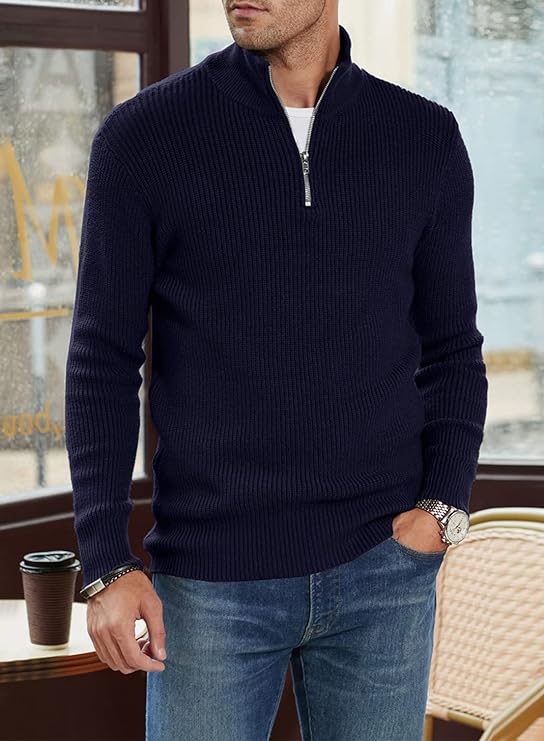 Léandre | Pull Homme Décontracté à Demi-Fermeture Éclair