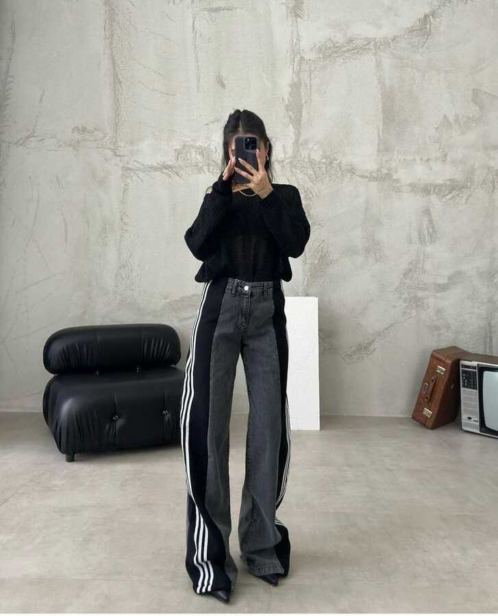 Ursuline | Pantalon Baggy Femme avec Bandes Latérales