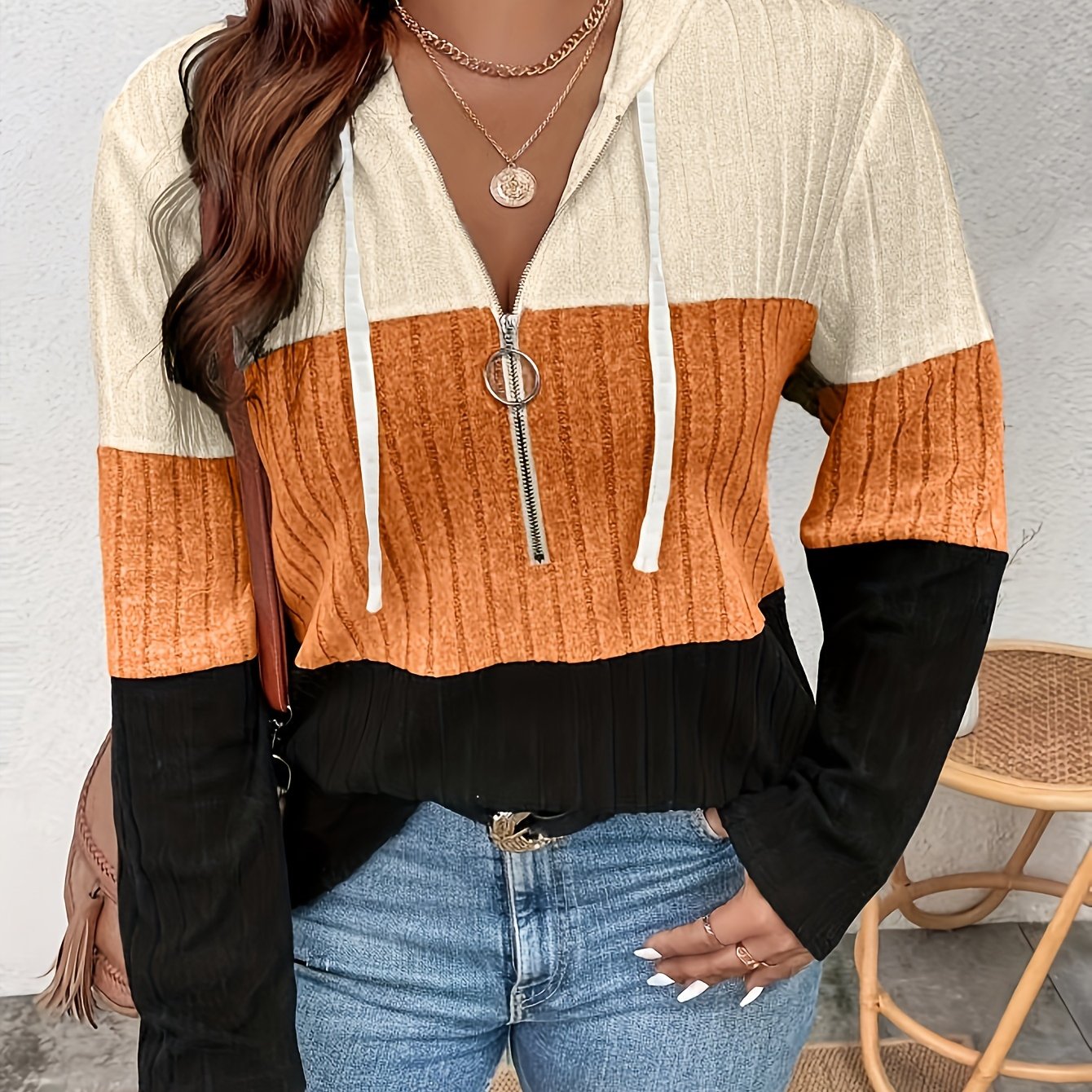 Vespera | Sweat à capuche zippé grande taille