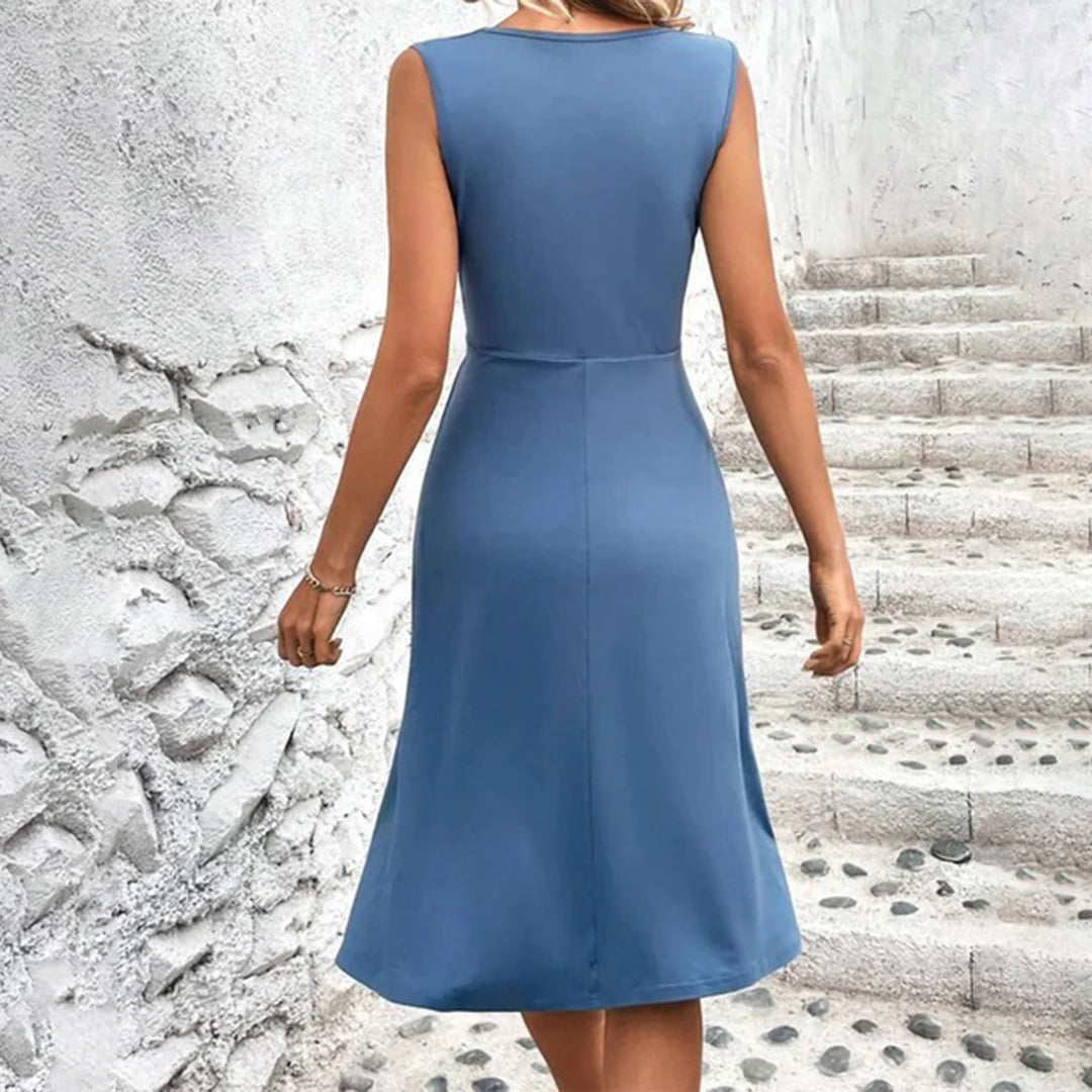 Xavienne | Robe Chemise Sans Manches Pour Femme | Midi