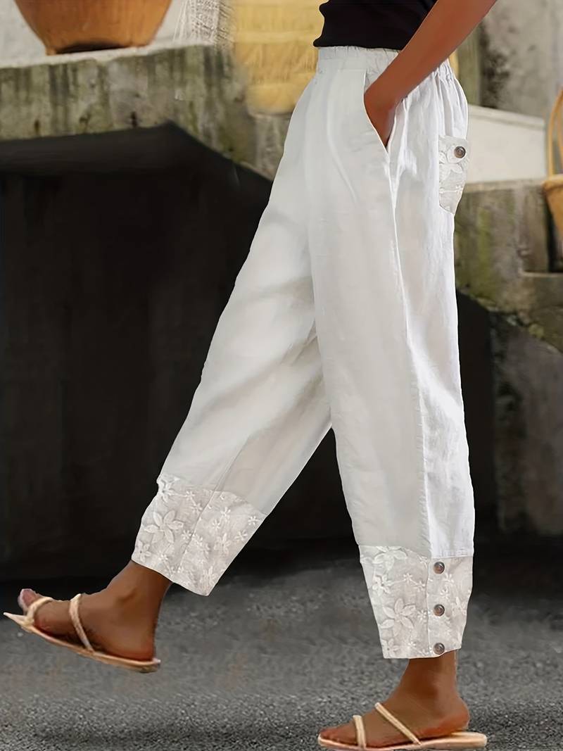 Yélena | Pantalon Élégant Femme avec Imprimé Floral