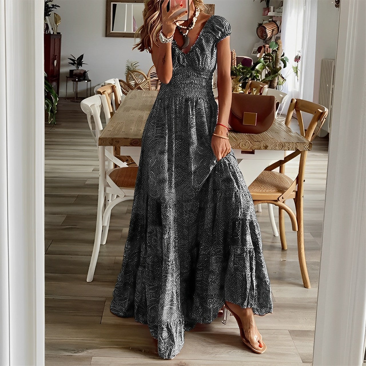 Bérénice | Robe Longue Bohème à Manches Bouffantes | Maxi