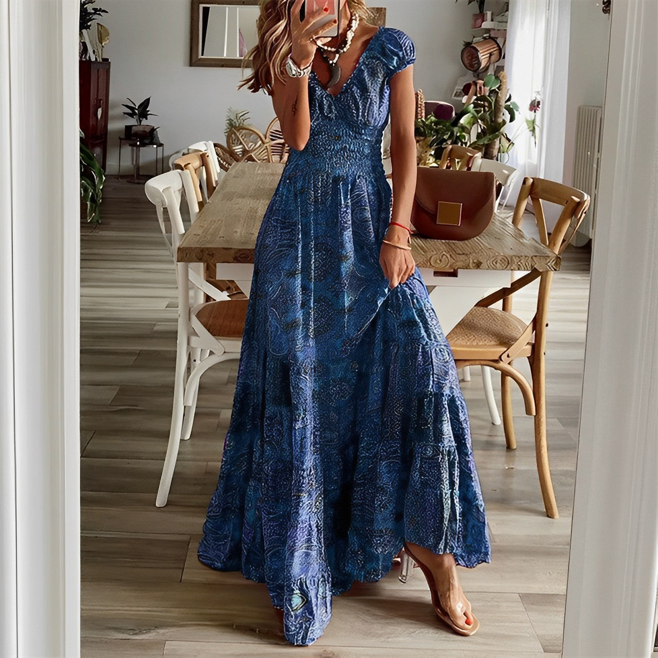 Bérénice | Robe Longue Bohème à Manches Bouffantes | Maxi