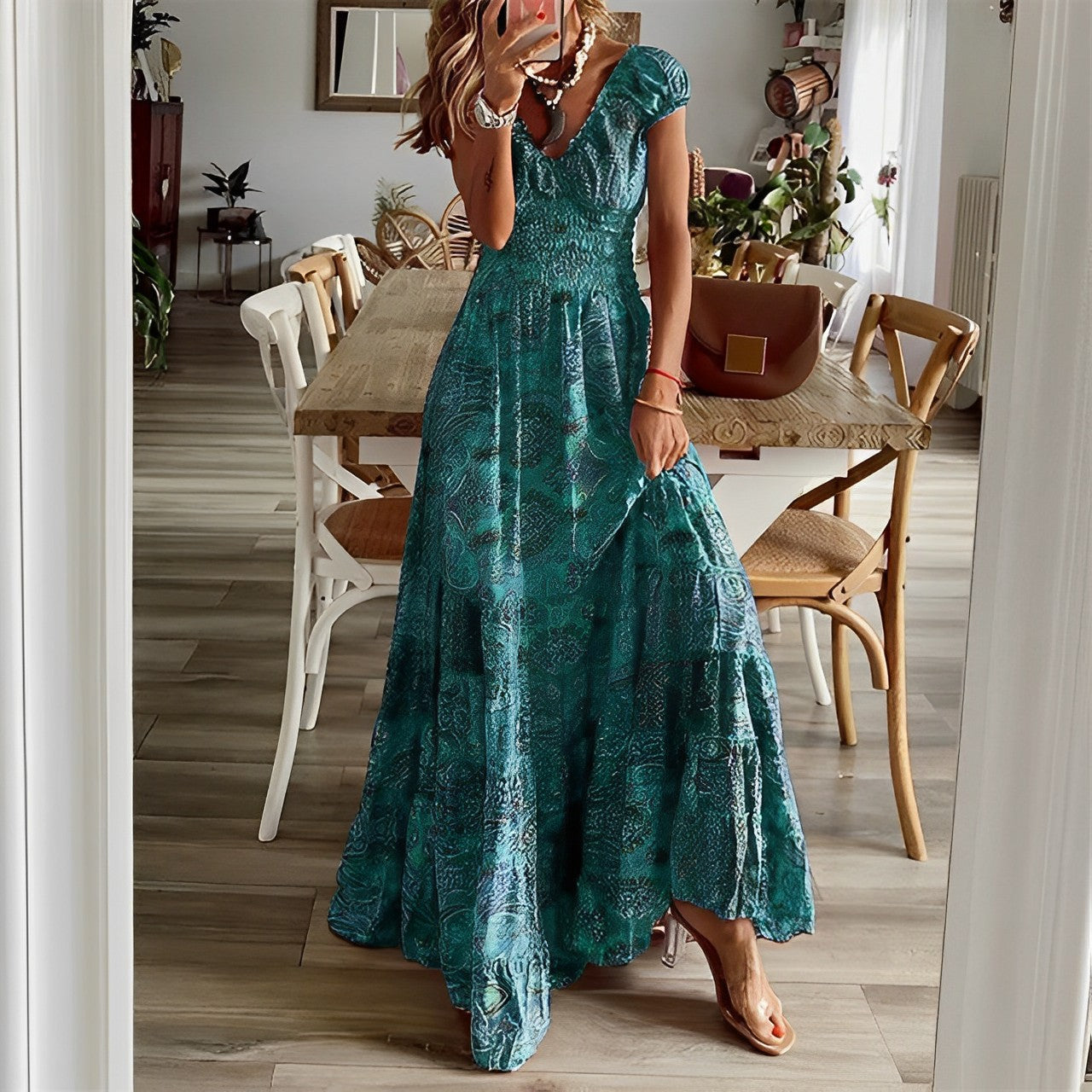 Bérénice | Robe Longue Bohème à Manches Bouffantes | Maxi