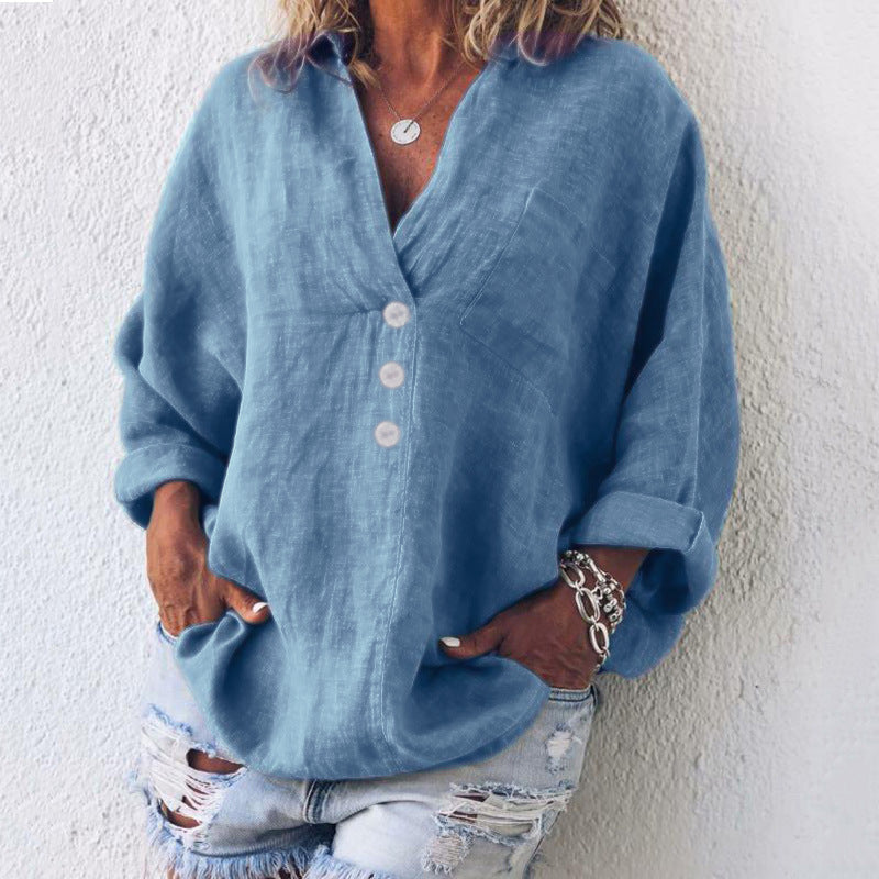 Estelle | Blouse Femme | Col en V | Manches Longues