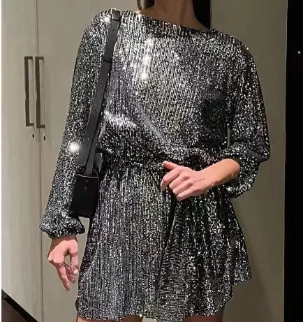 Halisandra | Robe À Paillettes Élégante Pour Femme | Midi