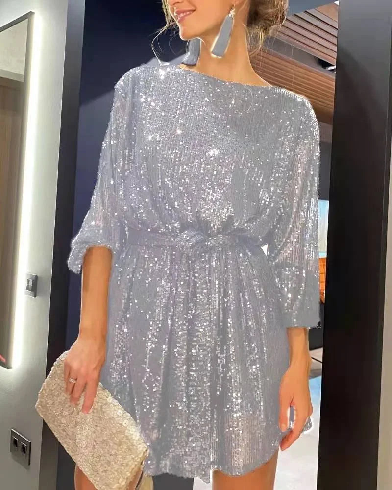 Halisandra | Robe À Paillettes Élégante Pour Femme | Midi