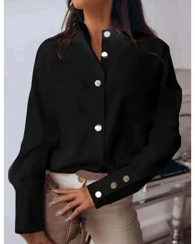 Cécile | Blouse à manches longues | Ouverture à boutons devant