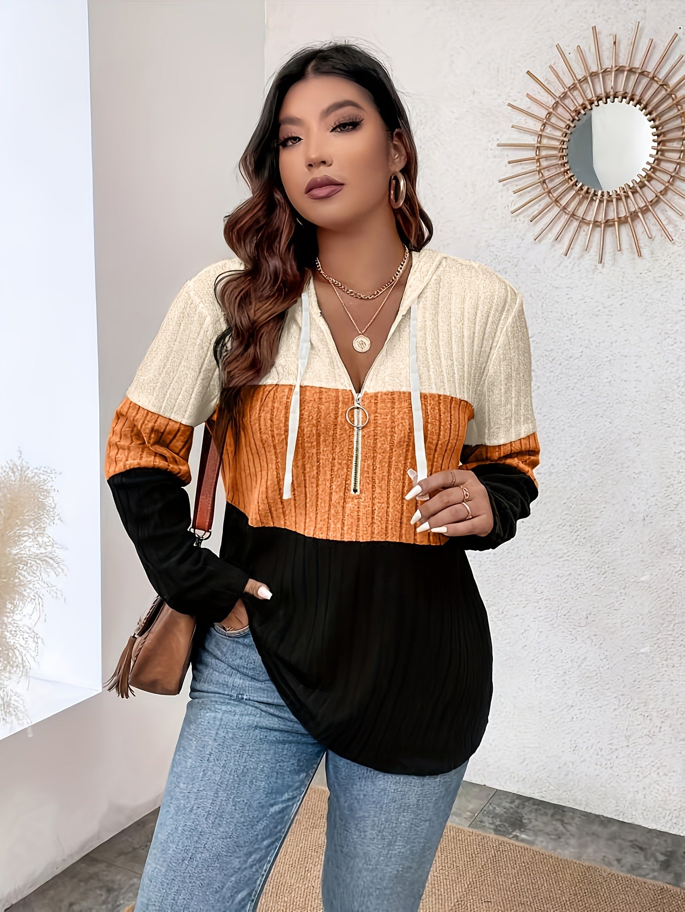 Vespera | Sweat à capuche zippé grande taille