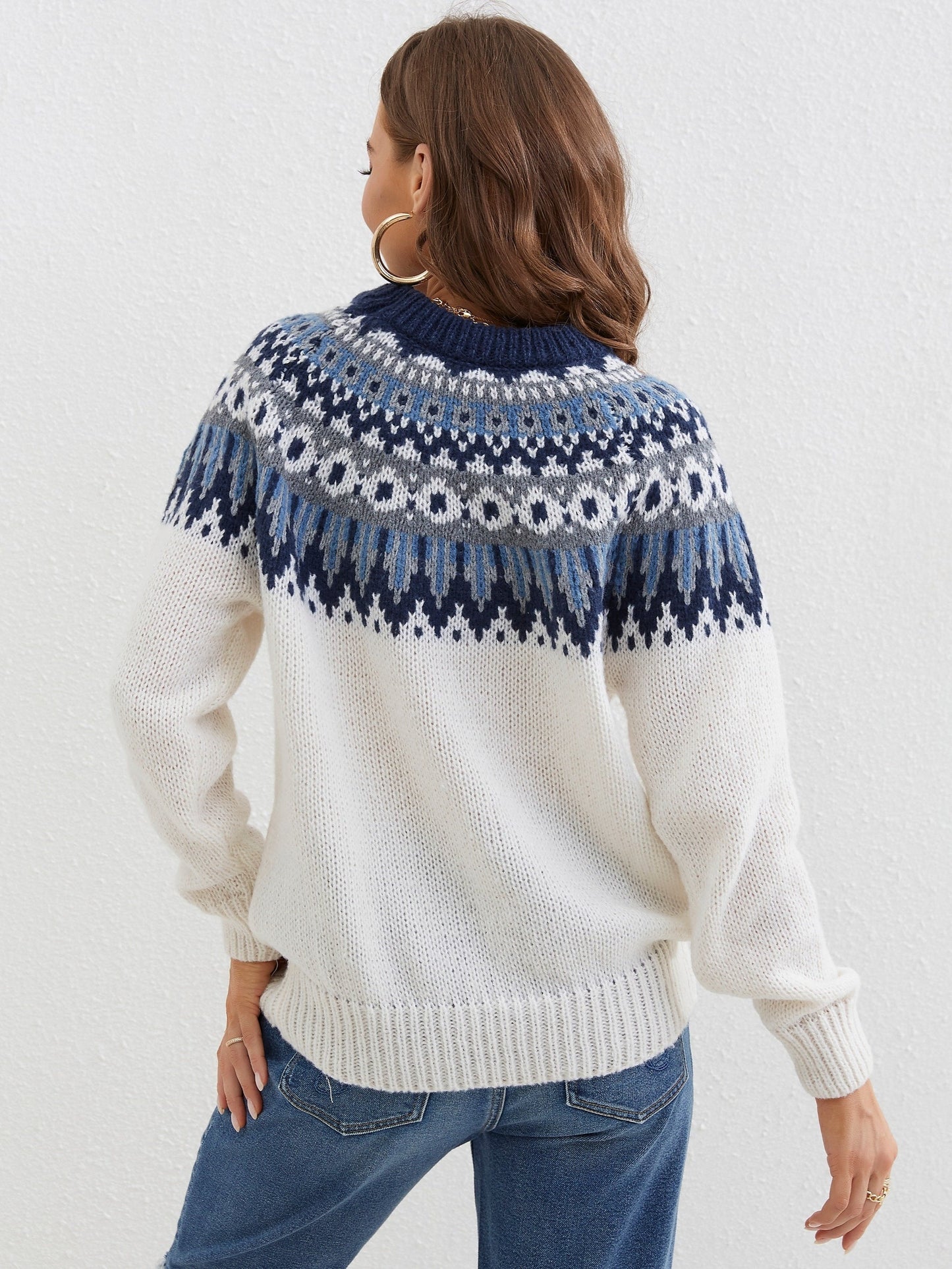 Odessa | Pull-over À Col Ras Du Cou Pour Femmes À Motif Fair Isle | Hiver