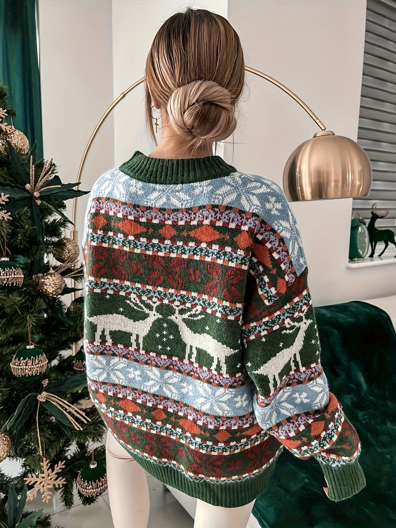 Saphira | Pull Femme Thème Élan De Noël | Chaud
