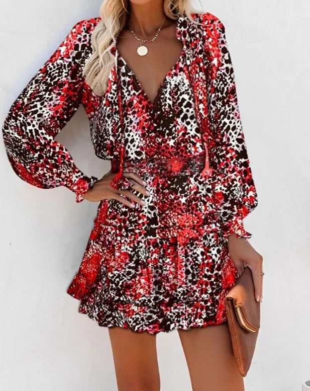 Robe Élégante Imprimée À Volants | Chic
