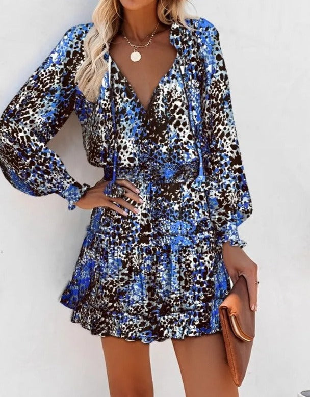 Robe Élégante Imprimée À Volants | Chic