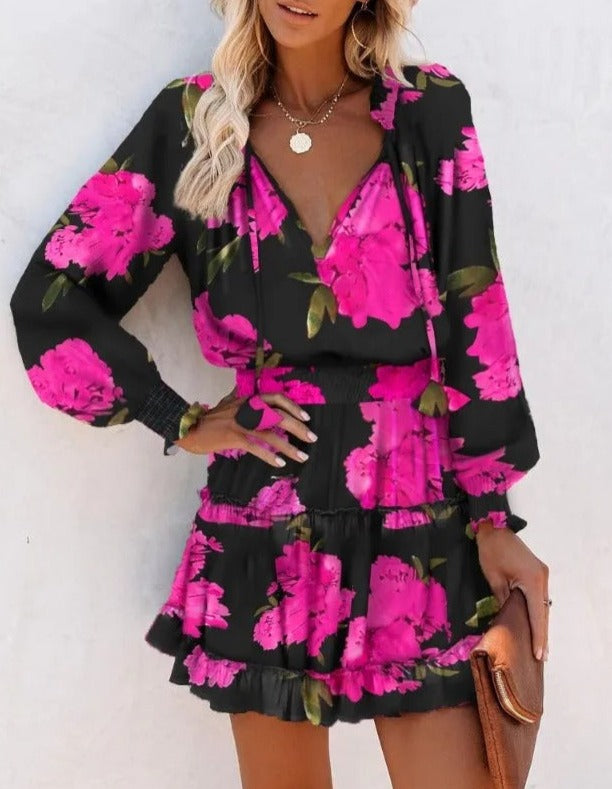 Robe Élégante Imprimée À Volants | Chic