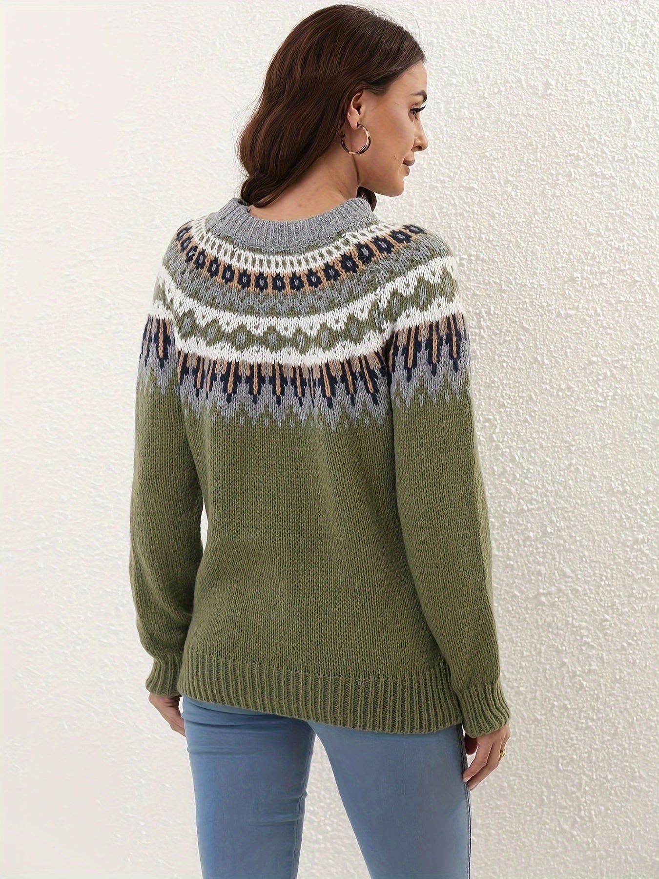 Odessa | Pull-over À Col Ras Du Cou Pour Femmes À Motif Fair Isle | Hiver