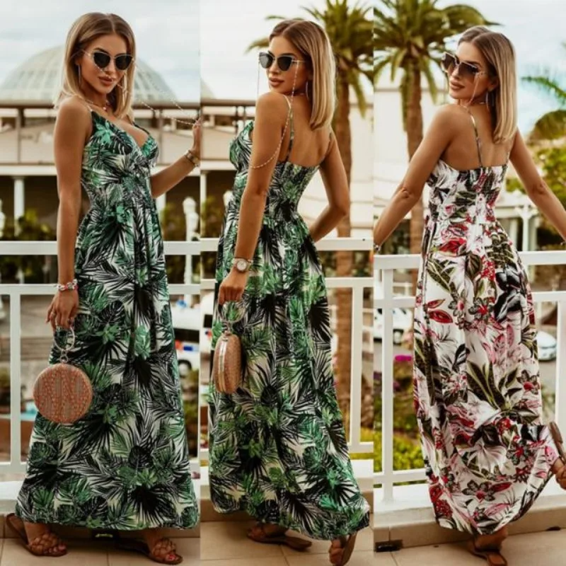 Corentine | Robe De Plage Luxe À Imprimé Fleuri Pour Femmes | Maxi