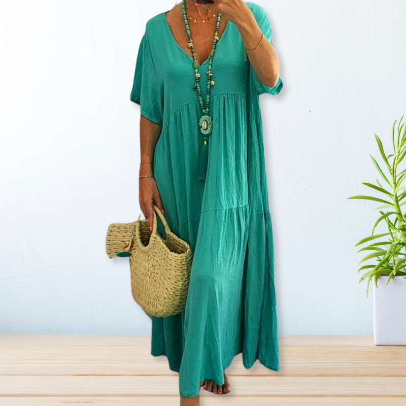 Anseline | Robe de Plage | Manches Courtes | Col V