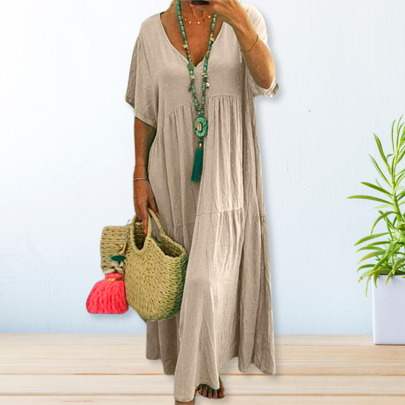 Anseline | Robe de Plage | Manches Courtes | Col V