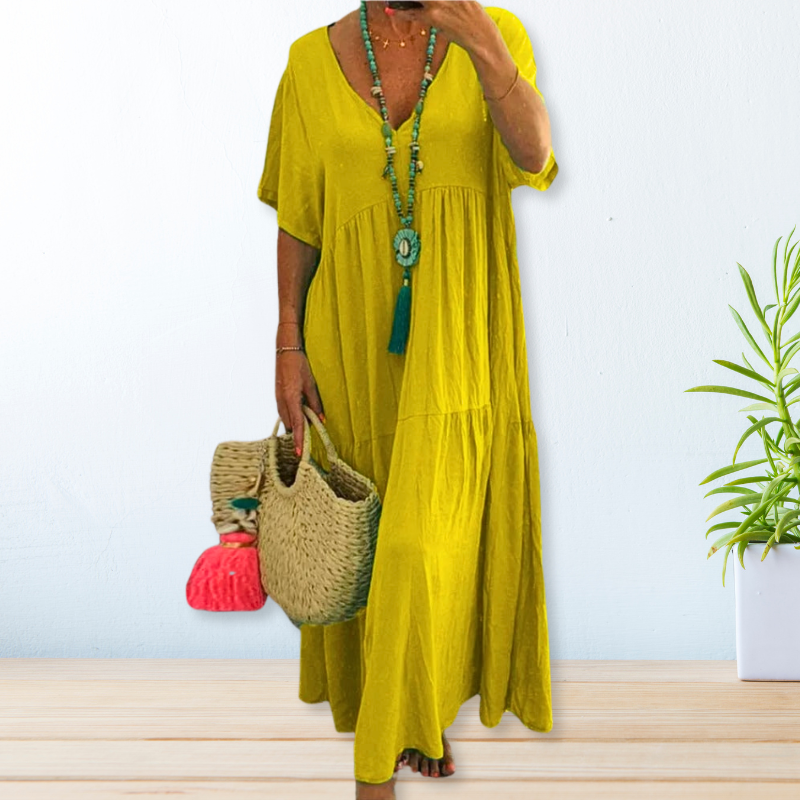 Anseline | Robe de Plage | Manches Courtes | Col V