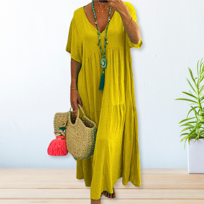 Anseline | Robe de Plage | Manches Courtes | Col V