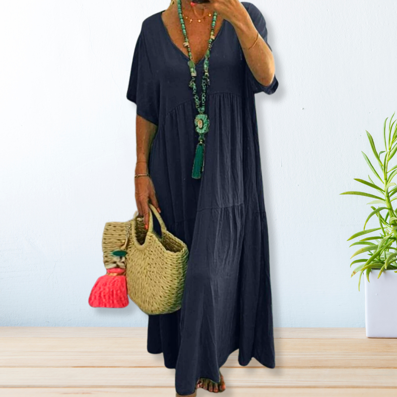 Anseline | Robe de Plage | Manches Courtes | Col V
