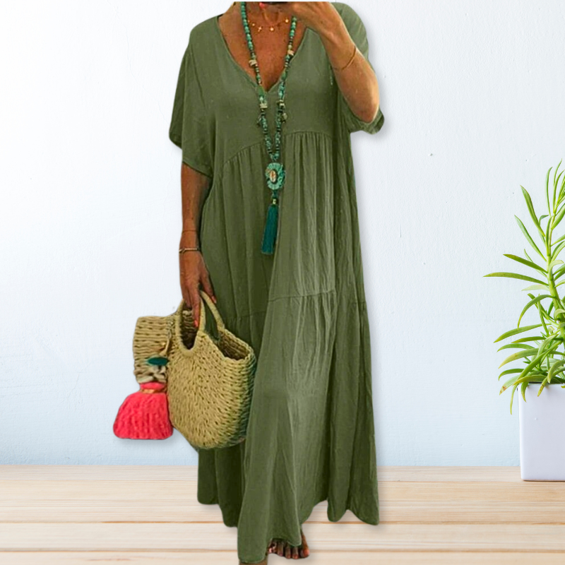 Anseline | Robe de Plage | Manches Courtes | Col V