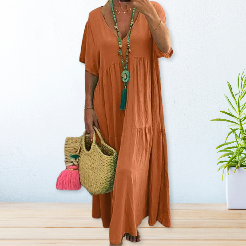 Anseline | Robe de Plage | Manches Courtes | Col V