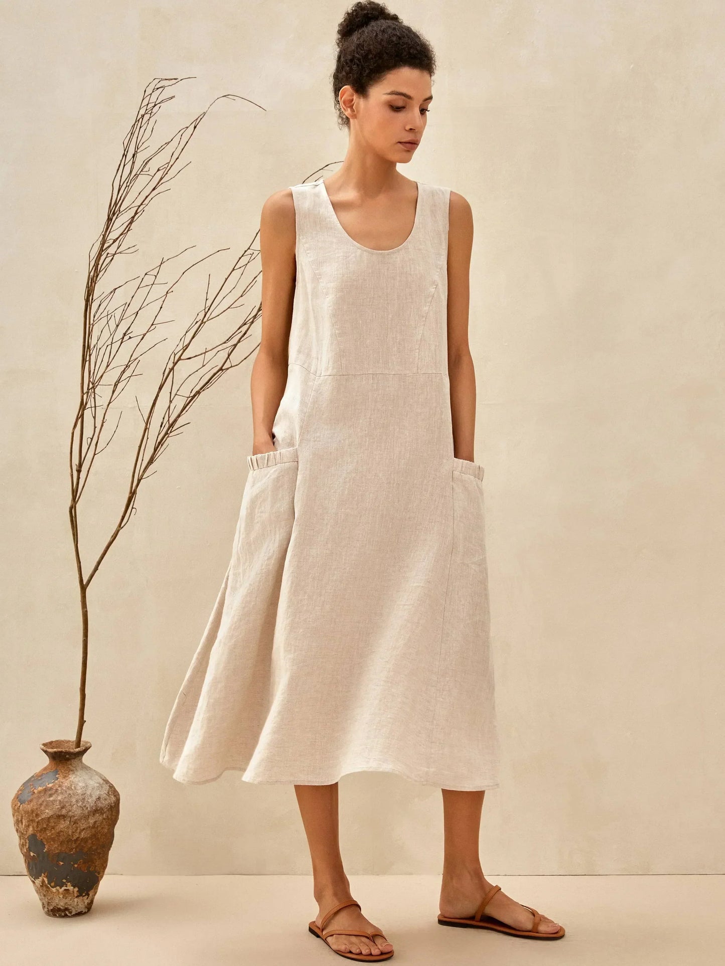 Aliette | Robe Trapèze Sans Manches | Poches