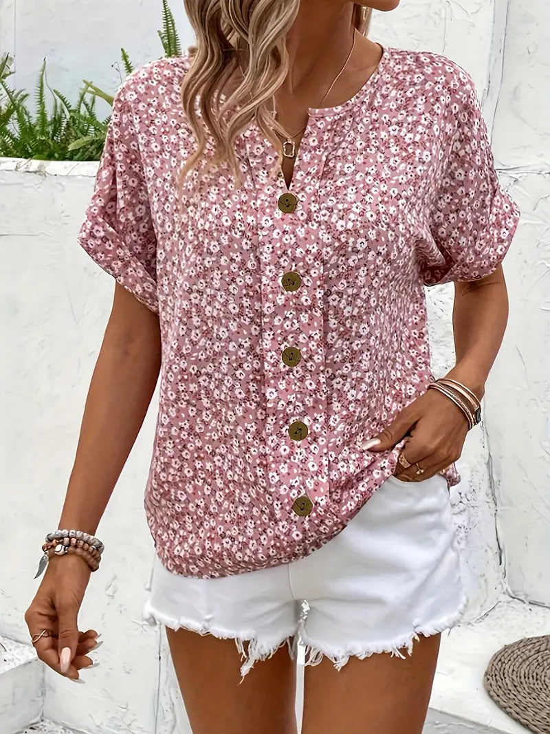 Acantha | Blouse À Boutons Fleurie Pour Femme |De Nuit