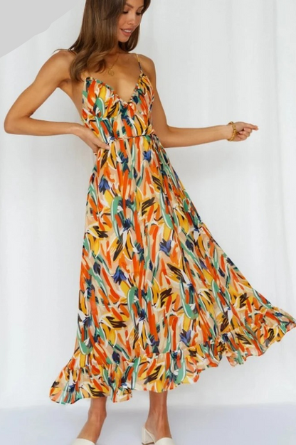 Giselisse | Robe Bretelle Fine | Été | Bohème
