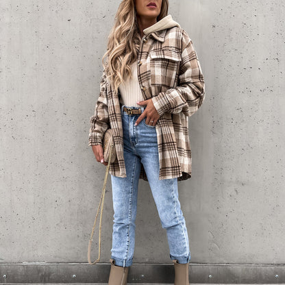 Aella | Manteau Décontracté À Carreaux | Capuche