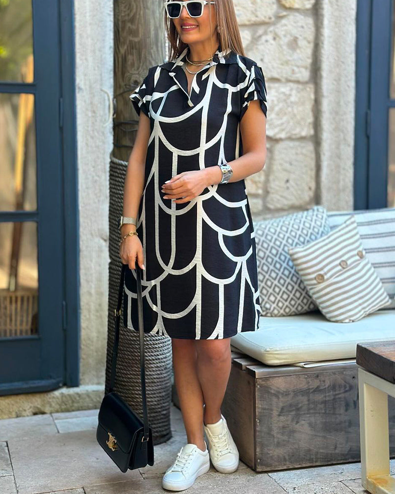 Sylvie | Robe Chemise Abstraite Pour Femmes | Midi