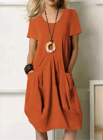 Aimée | Ample Robe à Manches Courtes | Poches