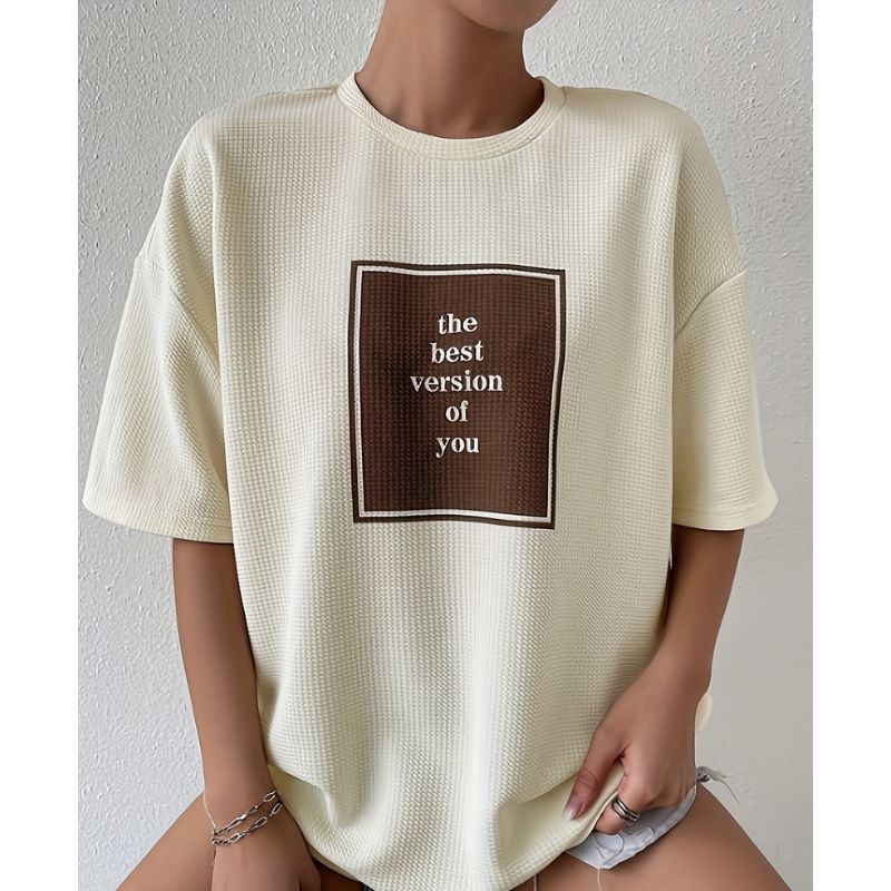 T-shirt à Col Rond avec Motif