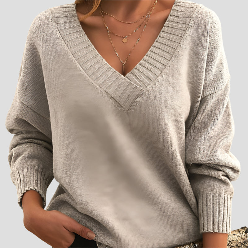 Pull-over Chic À Col En V Pour Femmes | Élégant