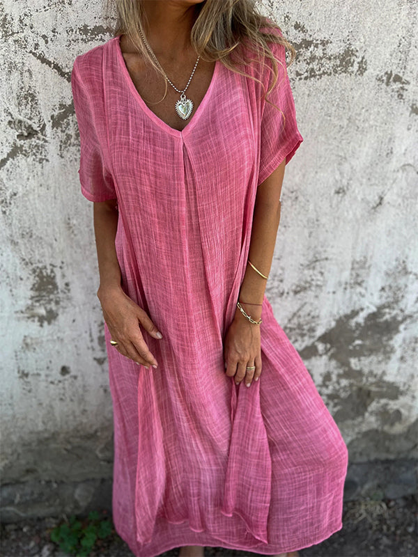 Mirel | Robe Ample | Col en V | Manches Courtes