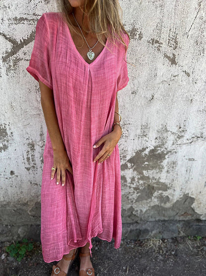 Mirel | Robe Ample | Col en V | Manches Courtes