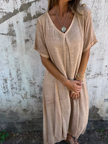 Mirel | Robe Ample | Col en V | Manches Courtes