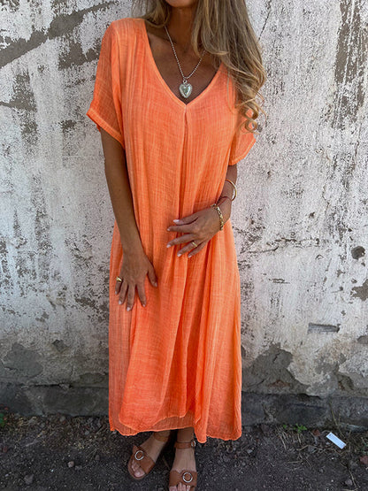 Mirel | Robe Ample | Col en V | Manches Courtes