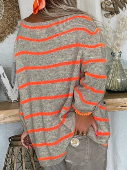 Pull-over Tricoté Confortable Pour Femmes | Rayé